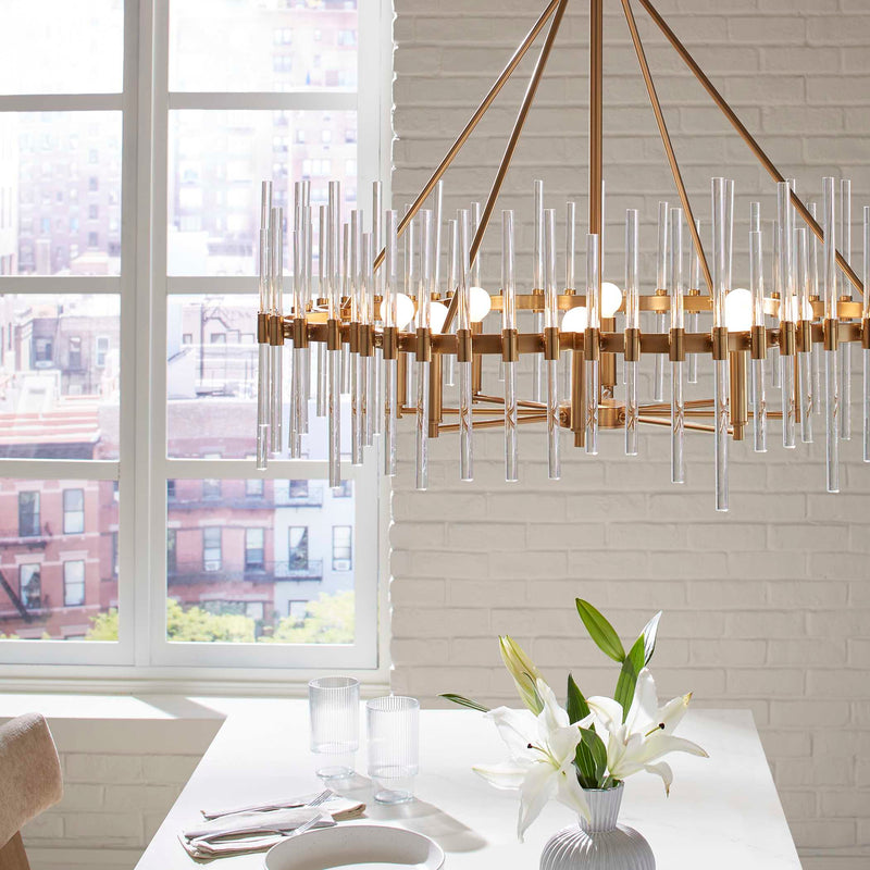 Uttermost 21389 Crystal Stick 8 Light Brass Chandelier