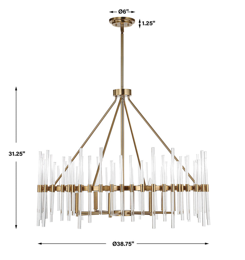 Uttermost 21389 Crystal Stick 8 Light Brass Chandelier