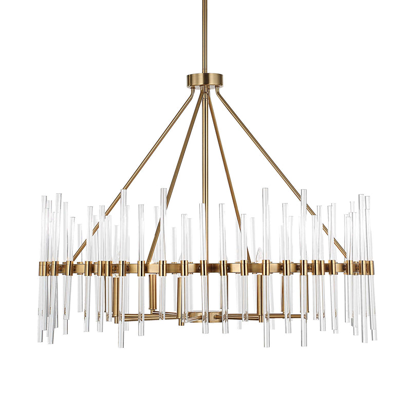 Uttermost 21389 Crystal Stick 8 Light Brass Chandelier