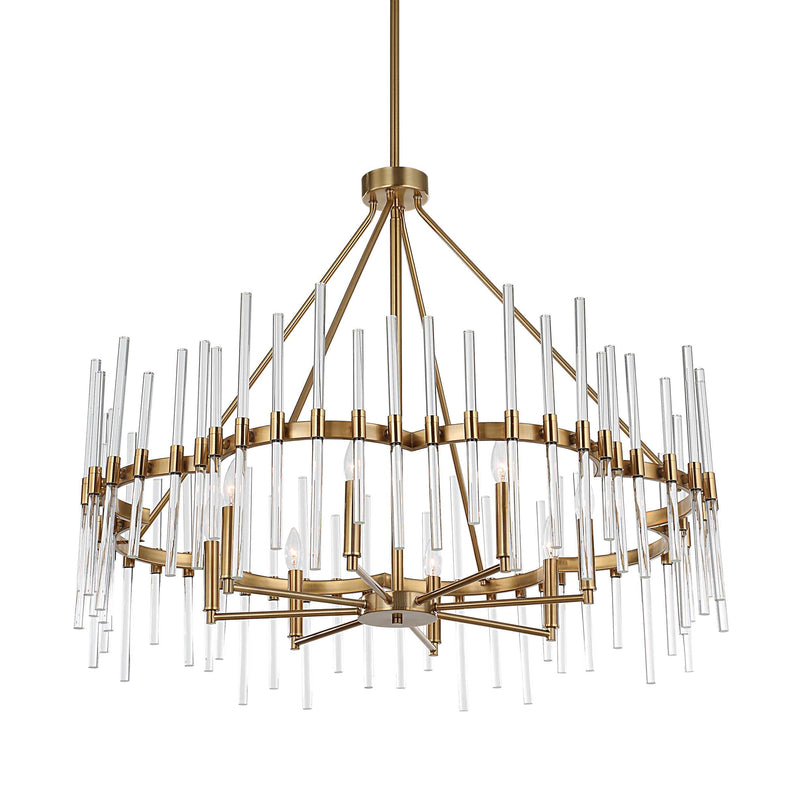 Uttermost 21389 Crystal Stick 8 Light Brass Chandelier