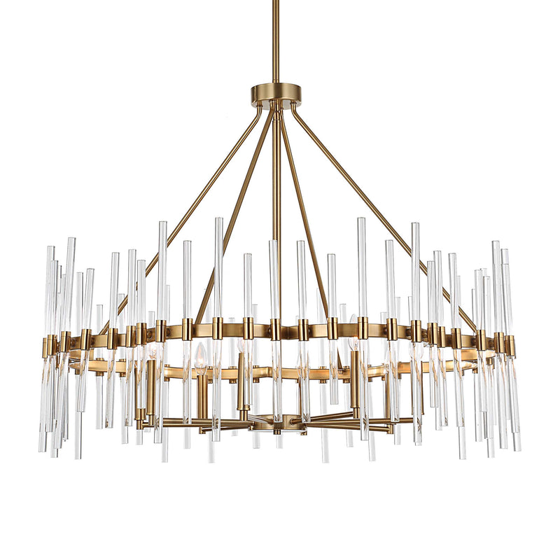 Uttermost 21389 Crystal Stick 8 Light Brass Chandelier