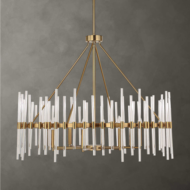 Uttermost 21389 Crystal Stick 8 Light Brass Chandelier