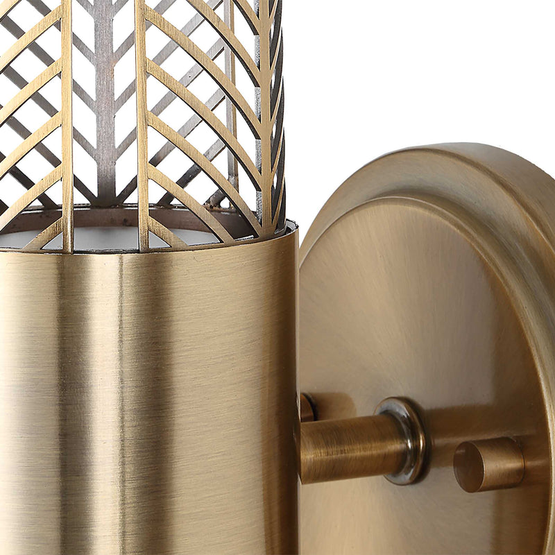 Uttermost 22587 Cret 2 Light LED Brass Sconce