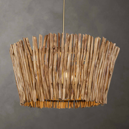 Uttermost 21395 Rhea 4 Light Wood Branch Chandelier