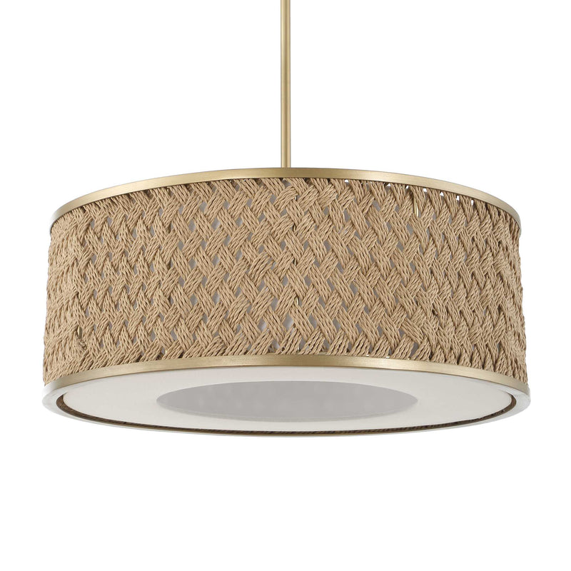 Uttermost 21632 Pinchot 4 Light Rattan Drum Pendant