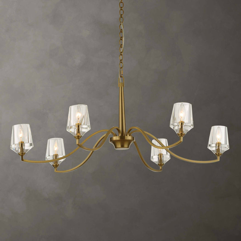 Uttermost 21404 Barcelona 6 Light Brass Chandelier