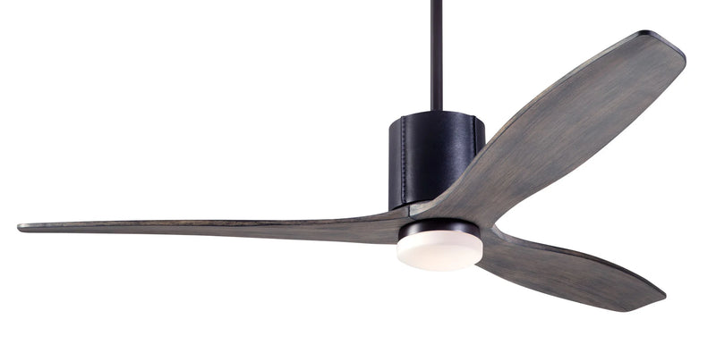 Modern Fan Company LeatherLuxe DC LED 54″ Dark Bronze Black Ceiling Fan with Graywash Blades and Remote - ALCOVE LIGHTING