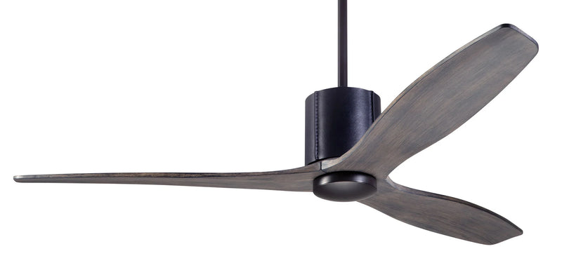 Modern Fan Company LeatherLuxe DC 54″ Dark Bronze Black Ceiling Fan with Graywash Blades and Remote - ALCOVE LIGHTING