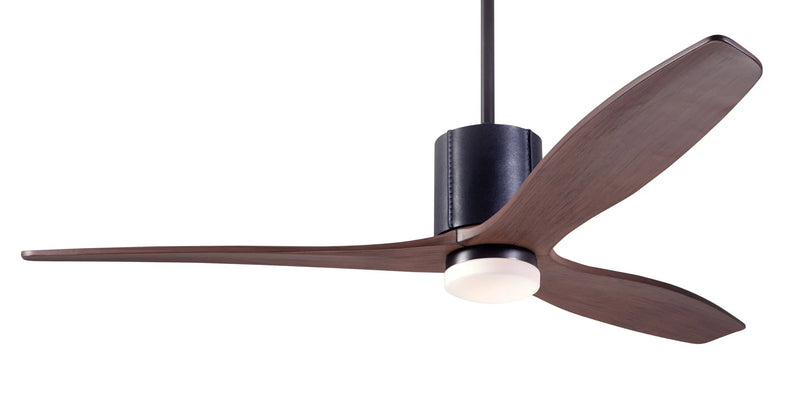 Modern Fan Company LeatherLuxe DC LED 54″ Dark Bronze Black Ceiling Fan with Mahogany Blades and Remote - ALCOVE LIGHTING