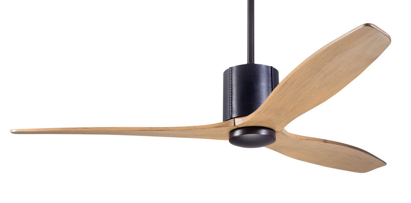 Modern Fan Company LeatherLuxe DC 54″ Dark Bronze Black Ceiling Fan with Maple Blades and Remote - ALCOVE LIGHTING