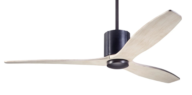 Modern Fan Company LeatherLuxe DC 54″ Dark Bronze Black Ceiling Fan with Whitewash Blades and Remote - ALCOVE LIGHTING