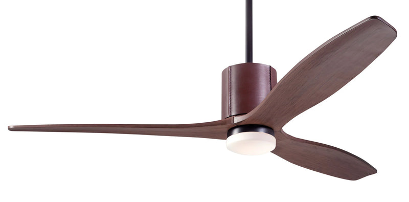 Modern Fan Company LeatherLuxe DC LED 54″ Dark Bronze Chocolate Ceiling Fan with Mahogany Blades and Remote - ALCOVE LIGHTING
