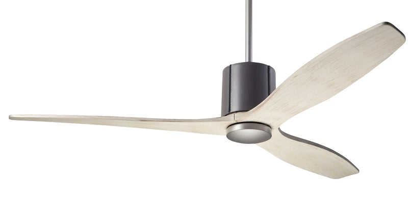 Modern Fan Company LeatherLuxe DC 54″ Graphite Gray Ceiling Fan with Whitewash Blades and Remote - ALCOVE LIGHTING