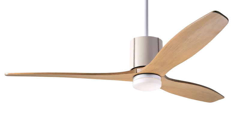 Modern Fan Company LeatherLuxe DC LED 54″ Gloss White Ceiling Fan with Maple Blades and Remote - ALCOVE LIGHTING