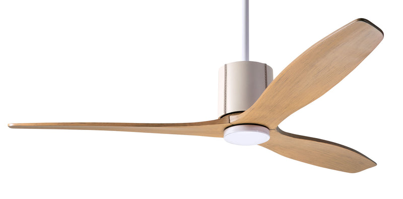 Modern Fan Company LeatherLuxe DC 54″ Gloss White Ceiling Fan with Maple Blades and Remote - ALCOVE LIGHTING