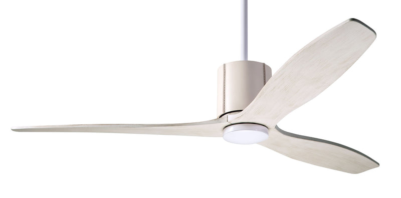 Modern Fan Company LeatherLuxe DC 54″ Gloss White Ceiling Fan with Whitewash Blades and Remote - ALCOVE LIGHTING