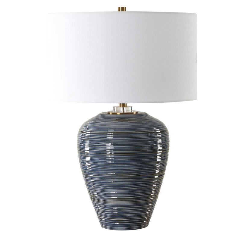 Uttermost 30359 Moher Glossy Blue Table Lamp