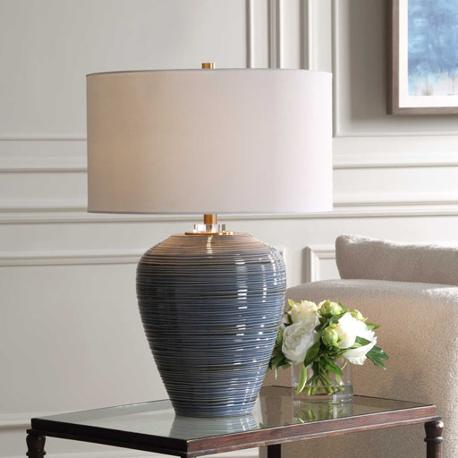 Uttermost 30359 Moher Glossy Blue Table Lamp