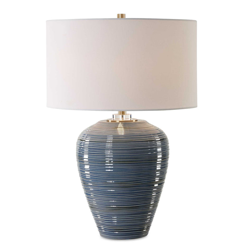 Uttermost 30359 Moher Glossy Blue Table Lamp