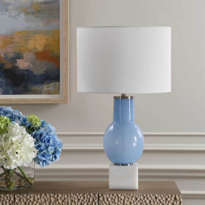 Uttermost 30297-1 Clear Sky Blue Glass Table Lamp