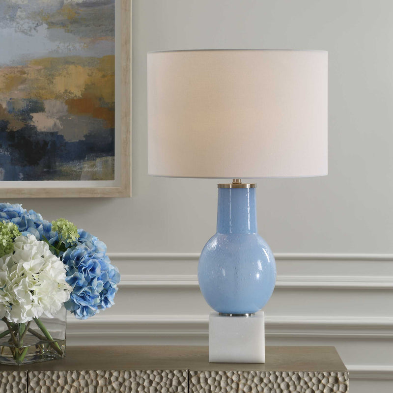 Uttermost 30297-1 Clear Sky Blue Glass Table Lamp