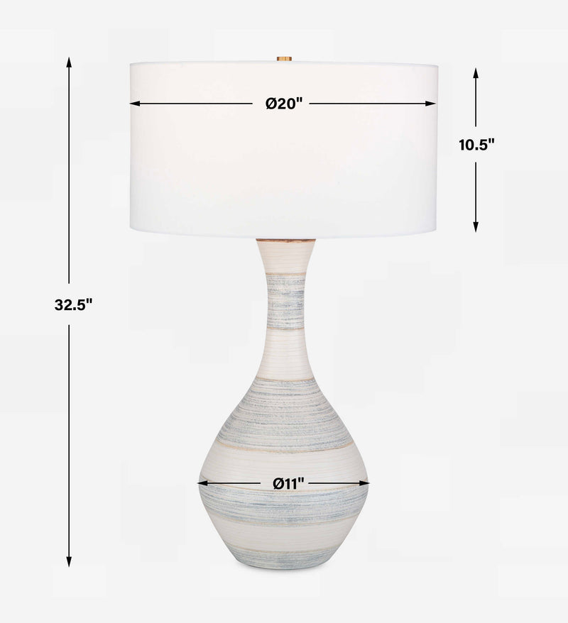 Uttermost 30381-1 Potter Striped Ivory Blue Table Lamp