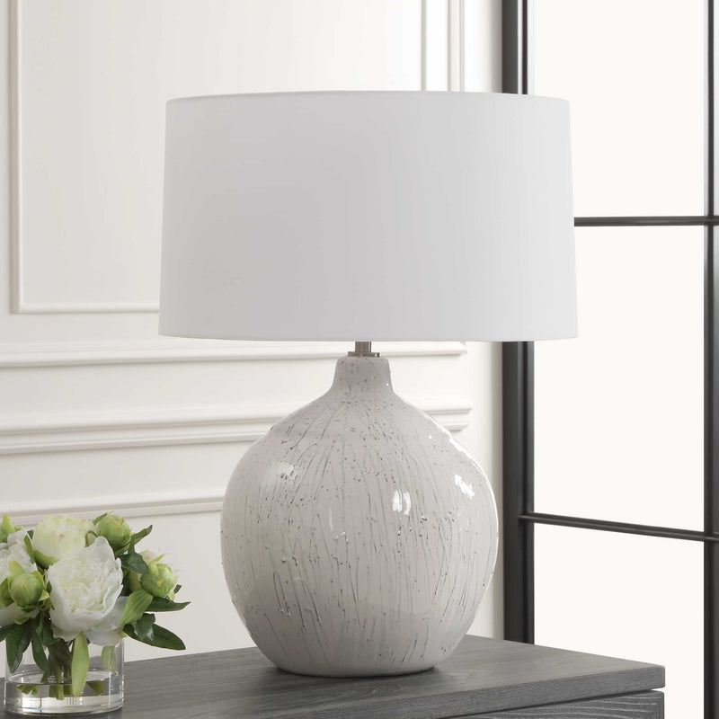 Uttermost 30411 Dribble White Glaze Table Lamp