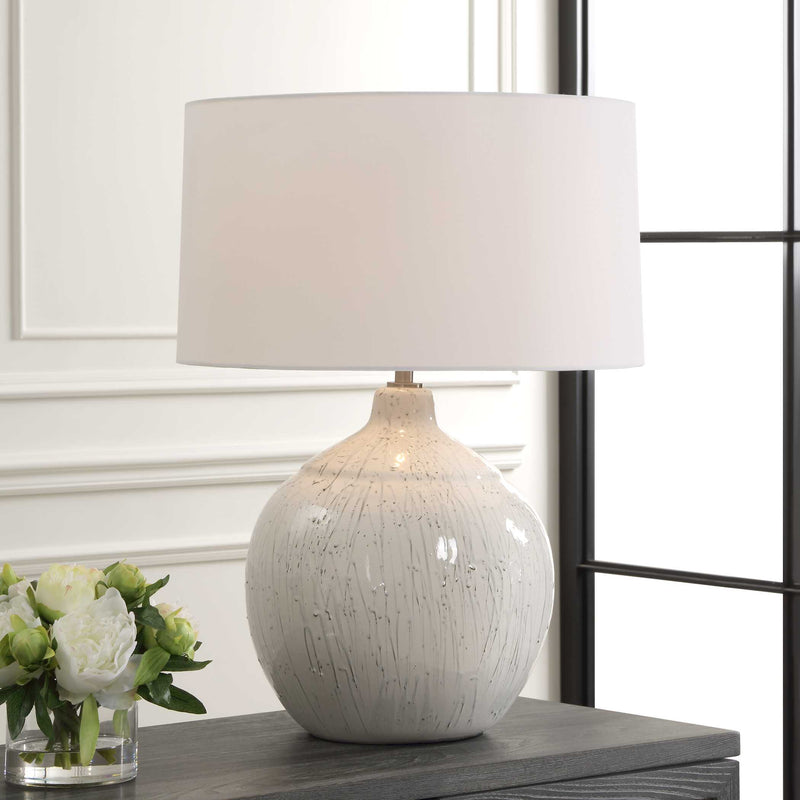 Uttermost 30411 Dribble White Glaze Table Lamp
