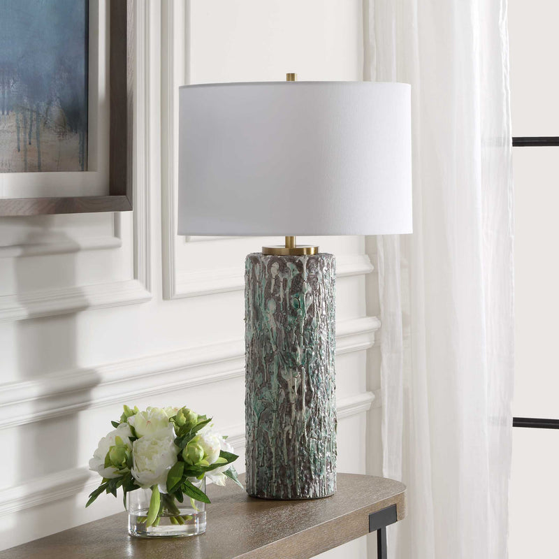 Uttermost 30350 Meltdown Ivory Teal Table Lamp