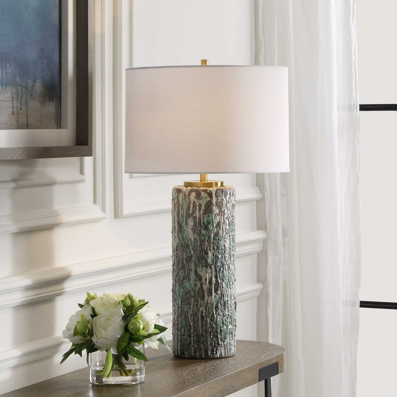 Uttermost 30350 Meltdown Ivory Teal Table Lamp