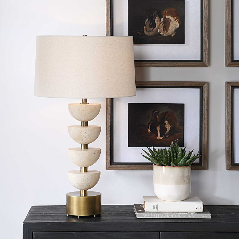 Uttermost 30517 Hemisphere Travertine Table Lamp