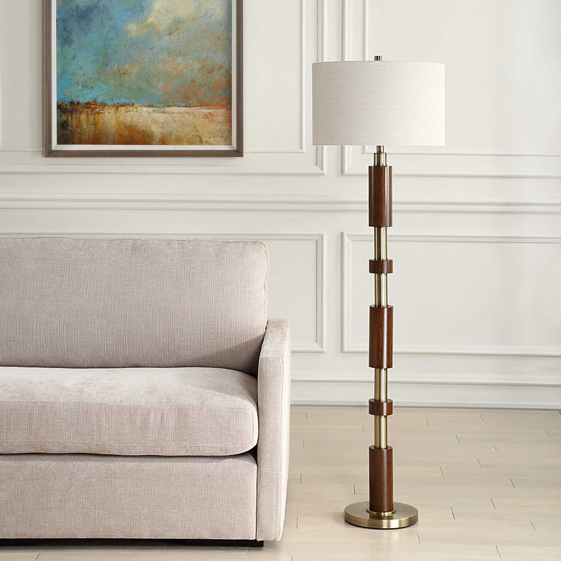 Uttermost 30516-1 Stacked Wooden Floor Lamp