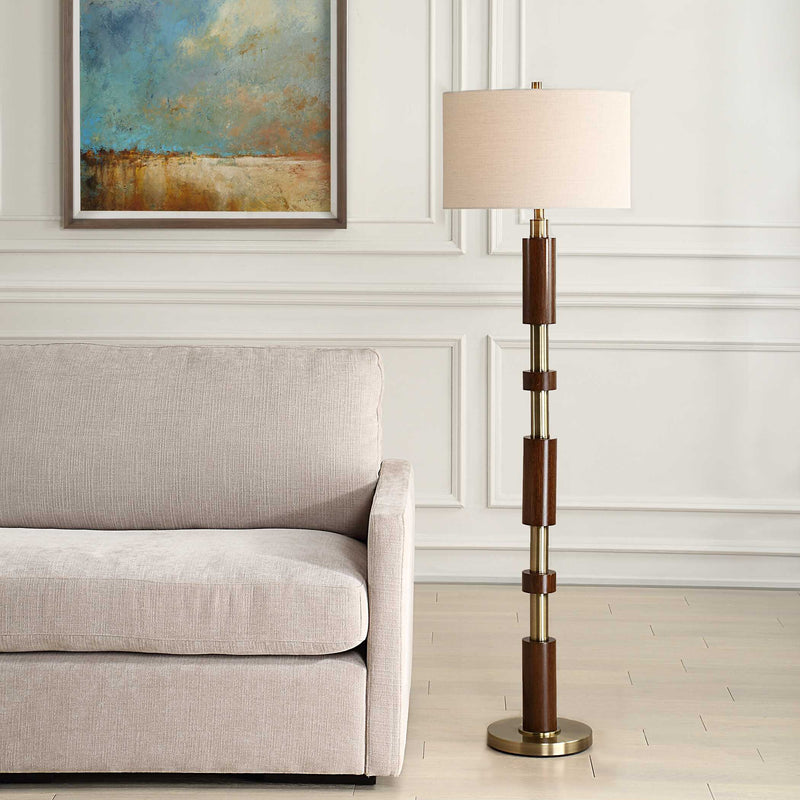 Uttermost 30516-1 Stacked Wooden Floor Lamp