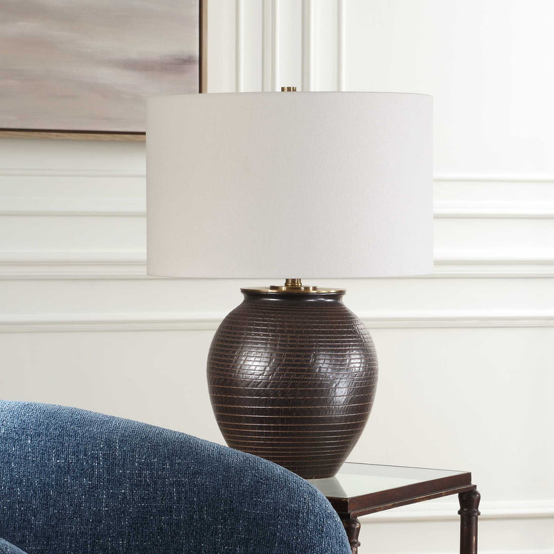 Uttermost 30562-1 Hawkins Bronze Ribbed Table Lamp