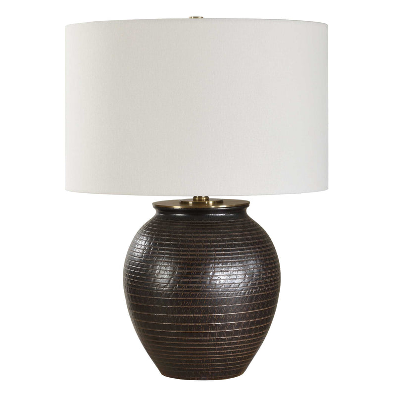 Uttermost 30562-1 Hawkins Bronze Ribbed Table Lamp