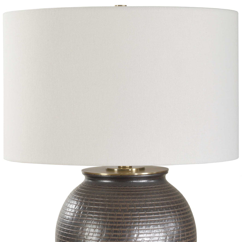 Uttermost 30562-1 Hawkins Bronze Ribbed Table Lamp