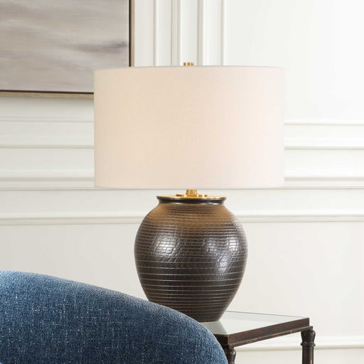 Uttermost 30562-1 Hawkins Bronze Ribbed Table Lamp