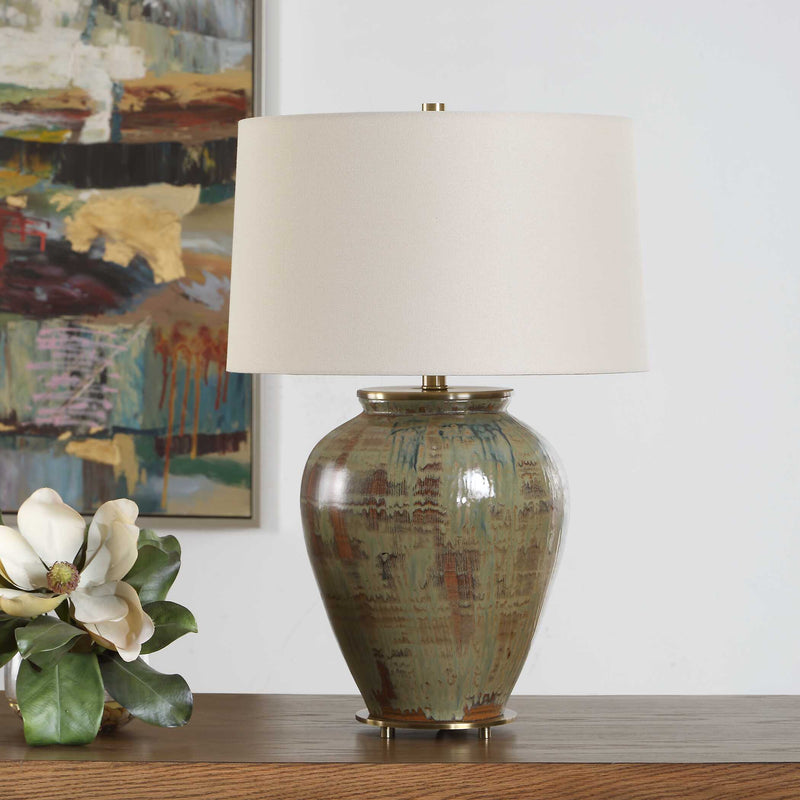 Uttermost 30563-1 Olisa Brown Green Table Lamp