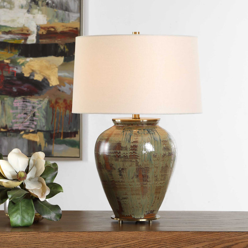 Uttermost 30563-1 Olisa Brown Green Table Lamp
