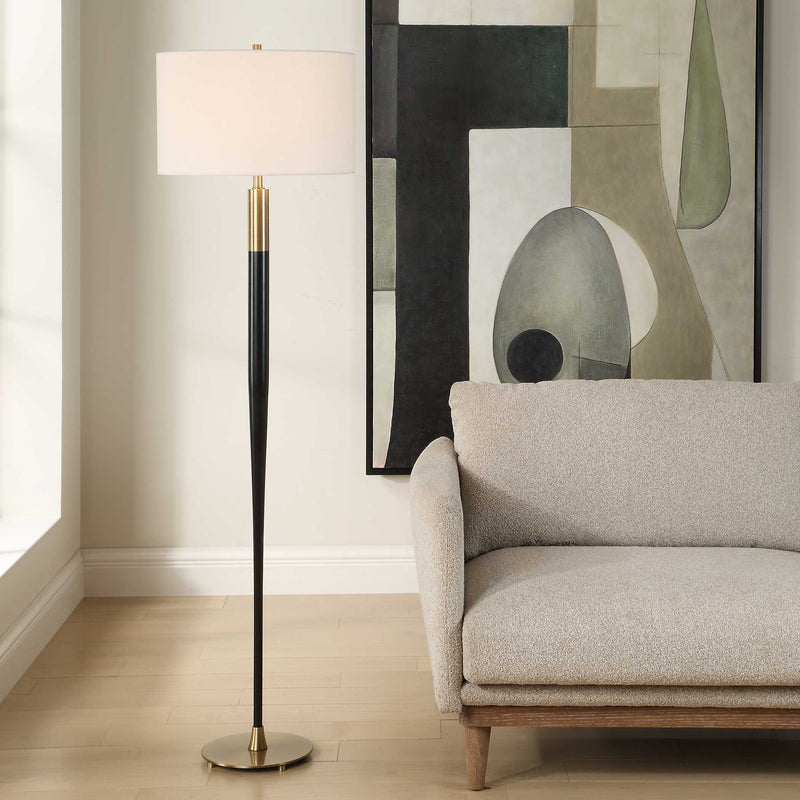 Uttermost 30592 Stowe Satin Black Floor Lamp
