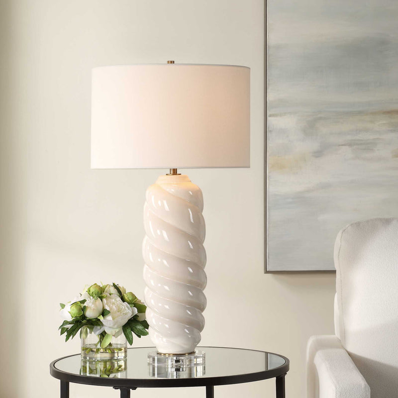 Uttermost 30573 Anneli White Swirl Table Lamp