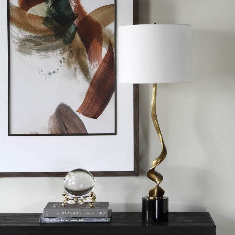 Uttermost 30614-1 Spiraling Cordless Brass Buffet Lamp