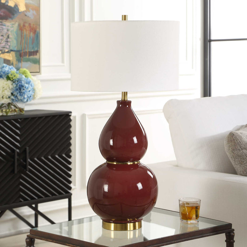 Uttermost 30644-1 Gourd Burgundy Table Lamp