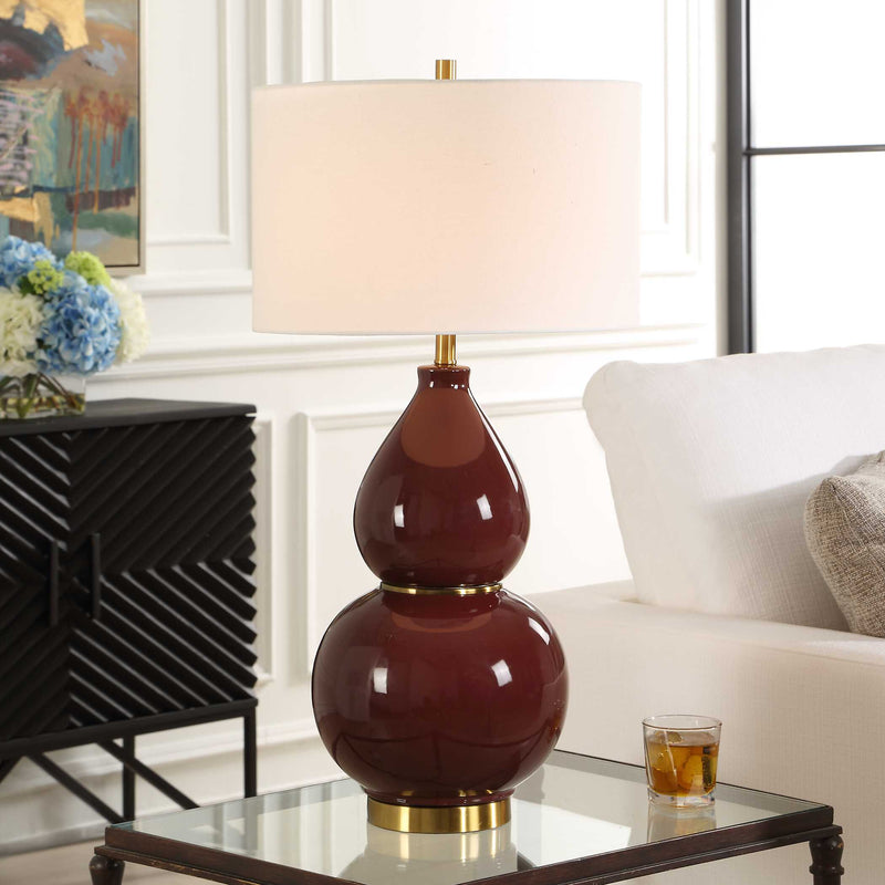 Uttermost 30644-1 Gourd Burgundy Table Lamp