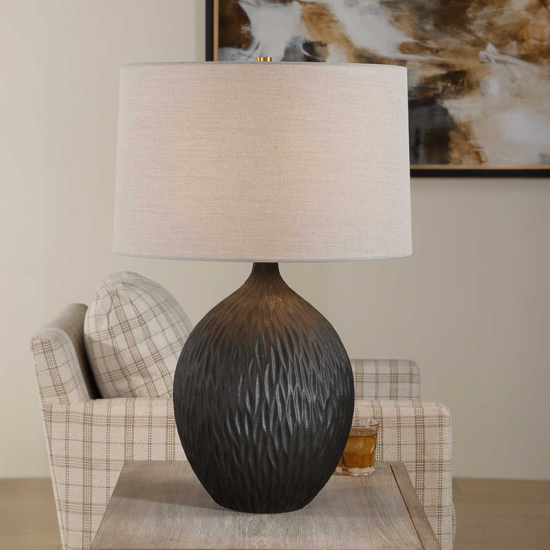 Uttermost 30652-1 Levee Satin Black Table Lamp