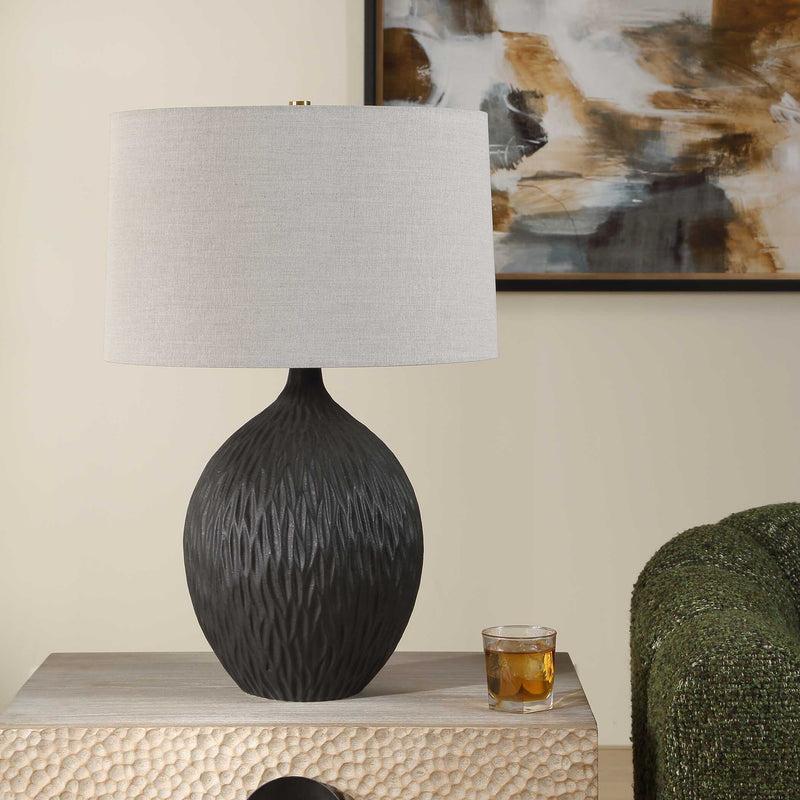 Uttermost 30652-1 Levee Satin Black Table Lamp
