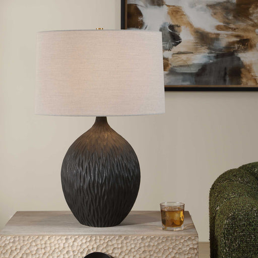 Uttermost 30652-1 Levee Satin Black Table Lamp