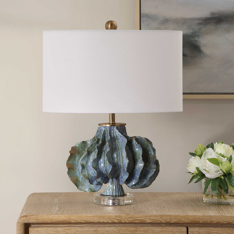 Uttermost 30674-1 Ruffle Up Blue Green Table Lamp