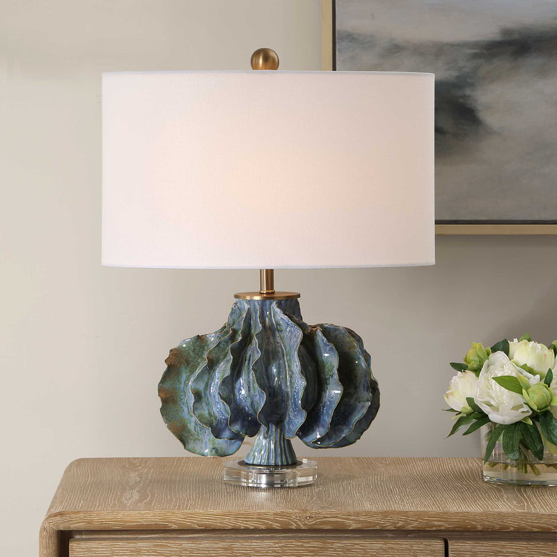 Uttermost 30674-1 Ruffle Up Blue Green Table Lamp