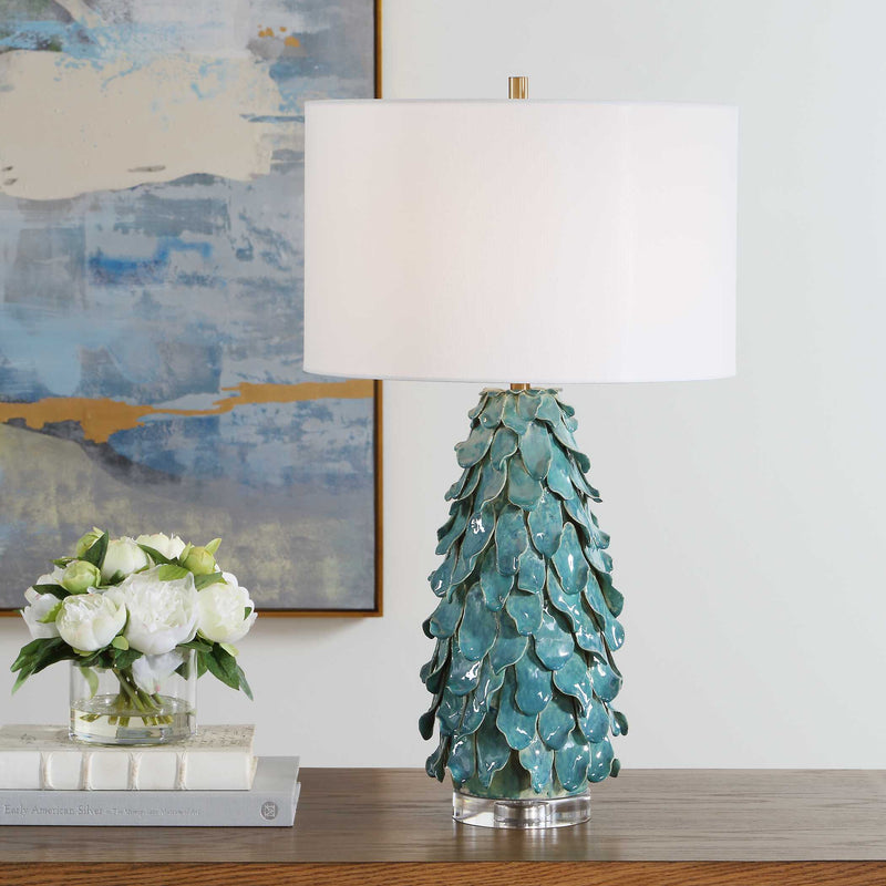 Uttermost 30683 Mina Teal Blue Table Lamp